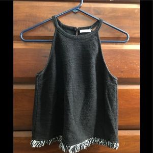 Zara black fringe top, small